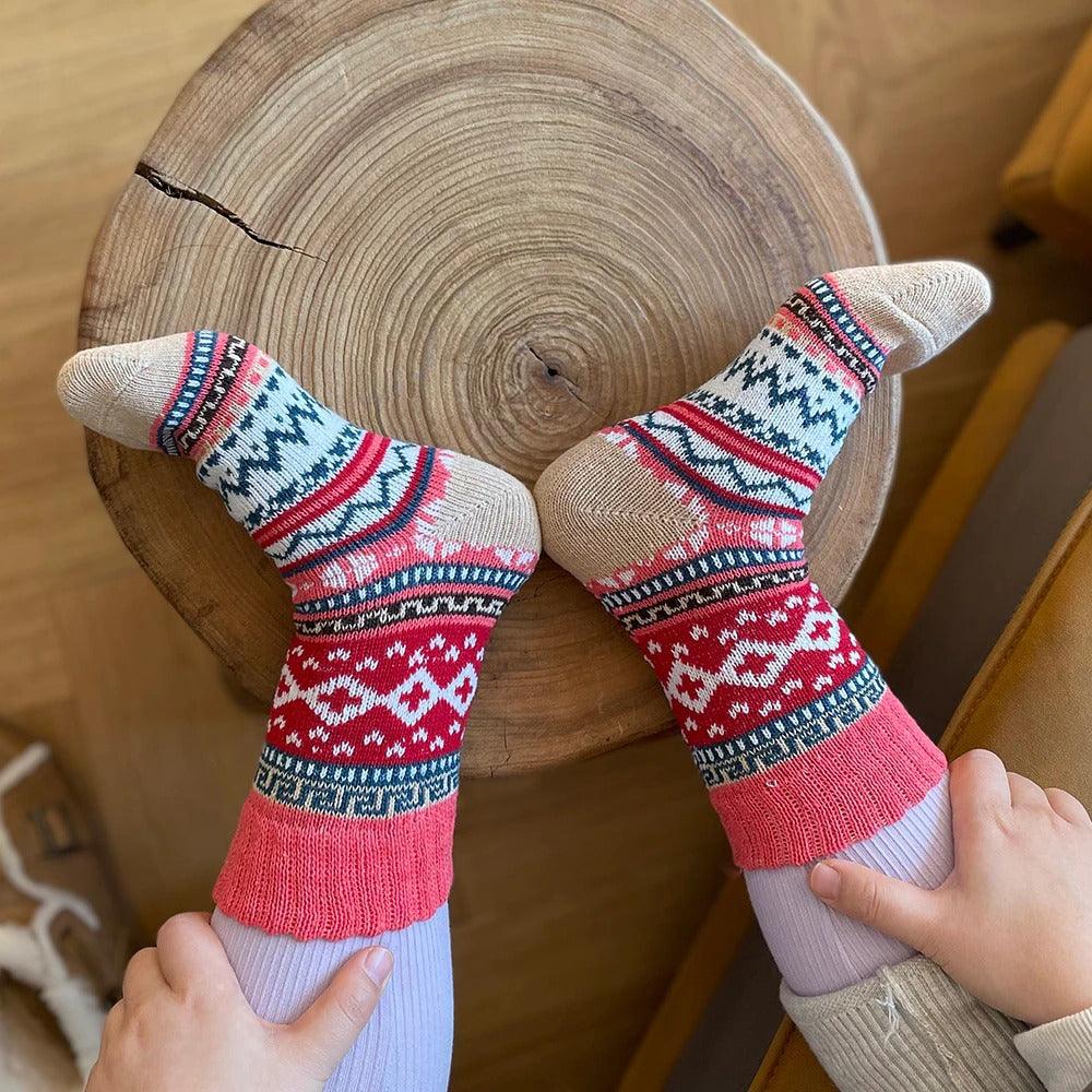 Nordic Wool Blend Winter Socks - Scandinavian Pattern