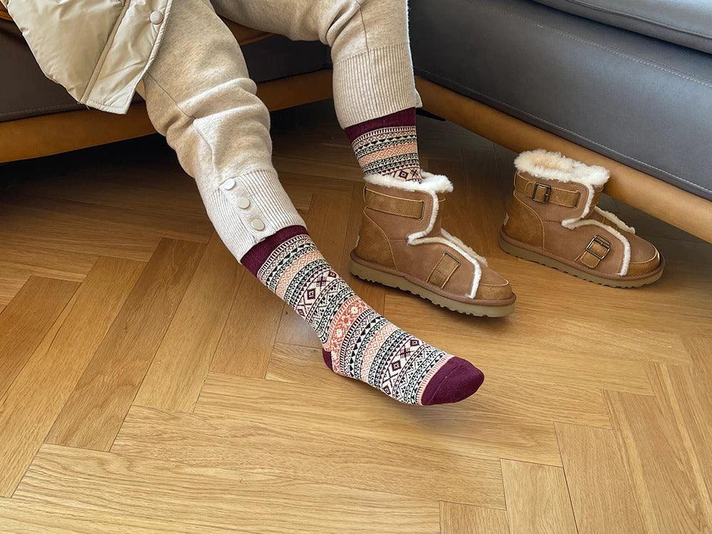 Nordic Wool Blend Winter Socks - Scandinavian Pattern