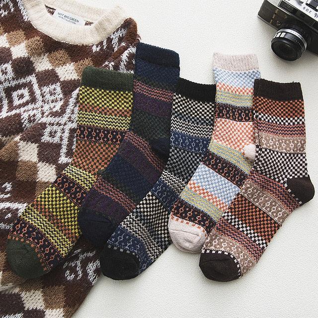 Nordic Wool Blend Winter Socks - Scandinavian Pattern