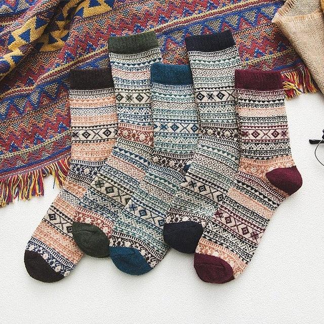 Nordic Wool Blend Winter Socks - Scandinavian Pattern