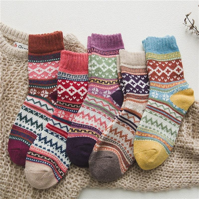 Nordic Wool Blend Winter Socks - Scandinavian Pattern