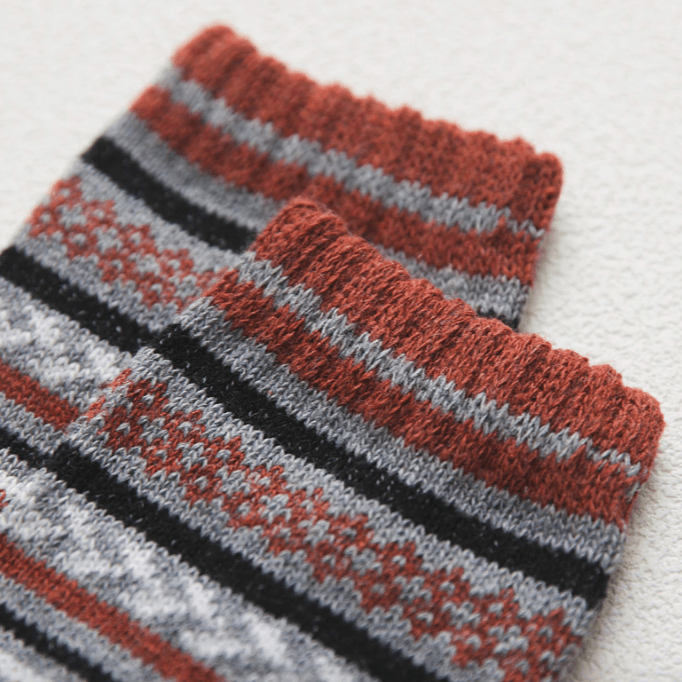 Nordic Wool Blend Winter Socks - Scandinavian Pattern