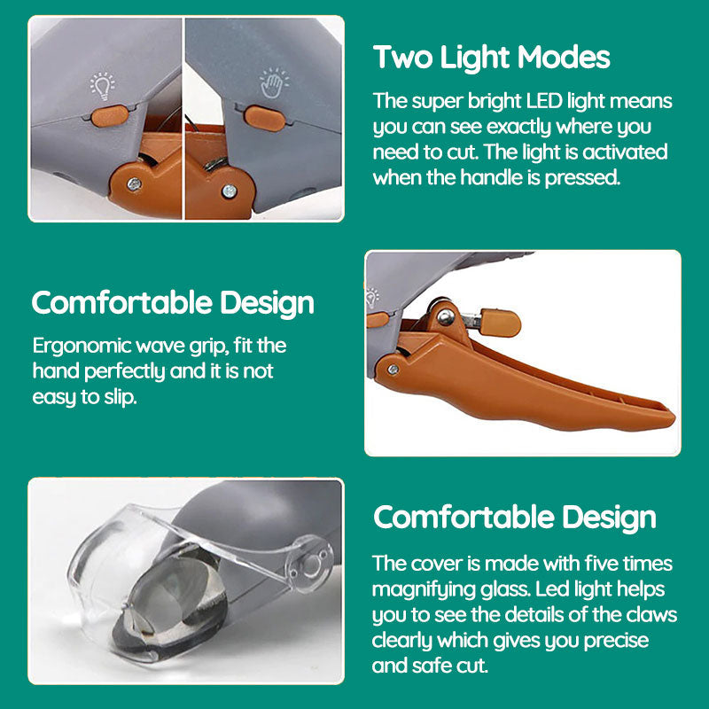 Pet Nail Clipper with LED Light and Protective Sensor