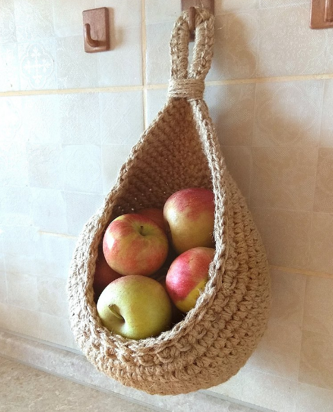 Handwoven Jute Hanging Wall Storage Baskets