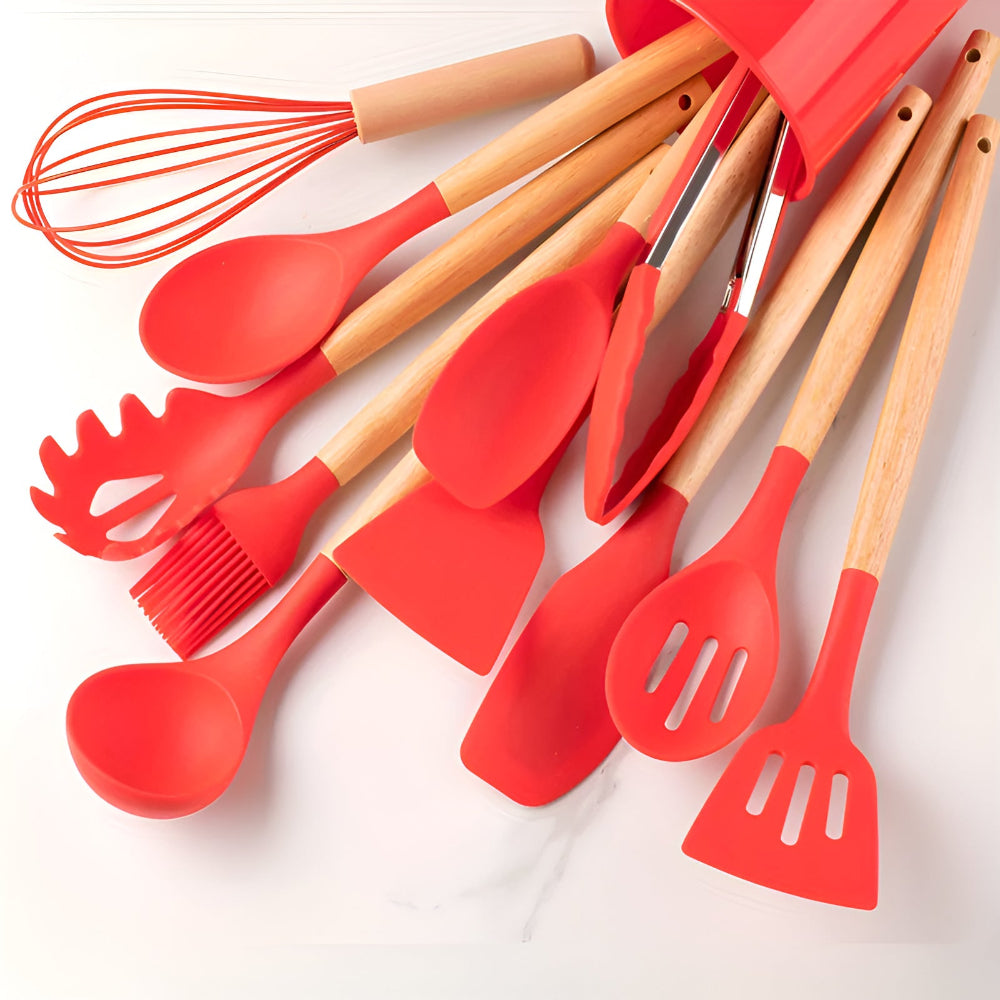 Silicone Cooking Utensils Set - 12-Piece Heat-Resistant Tools