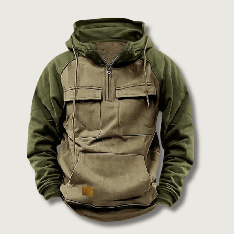 Color Block Outdoor Hoodie | Quarter-Zip Cotton Blend