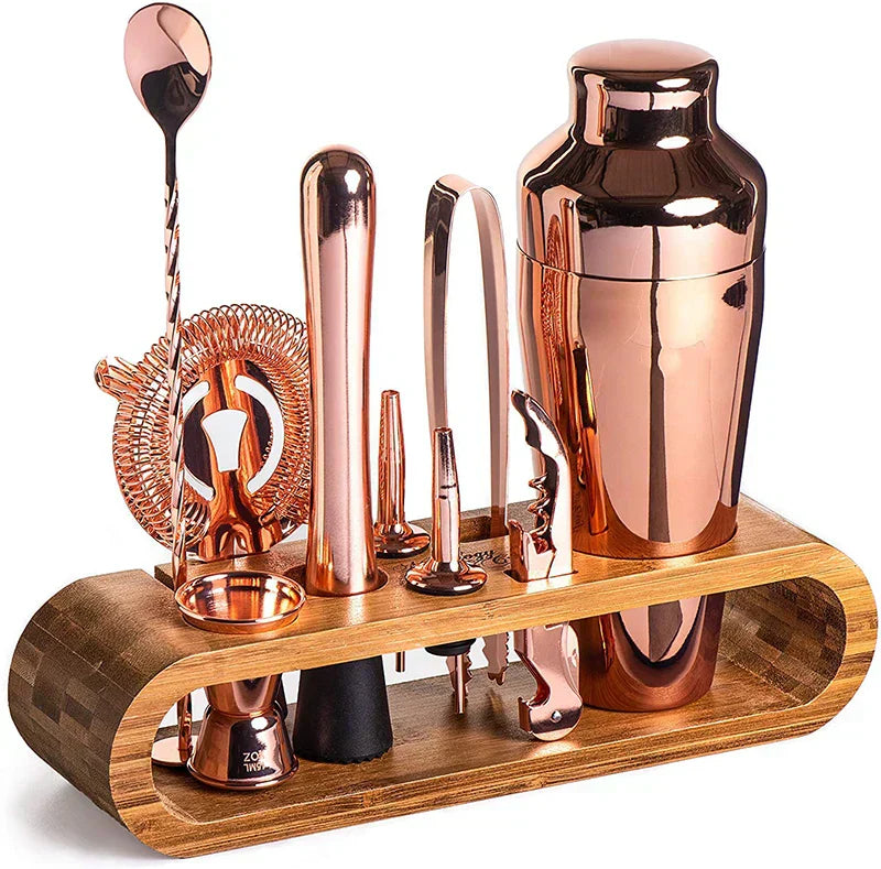 10-Piece Metallic Cocktail Bar Kit for Mixology