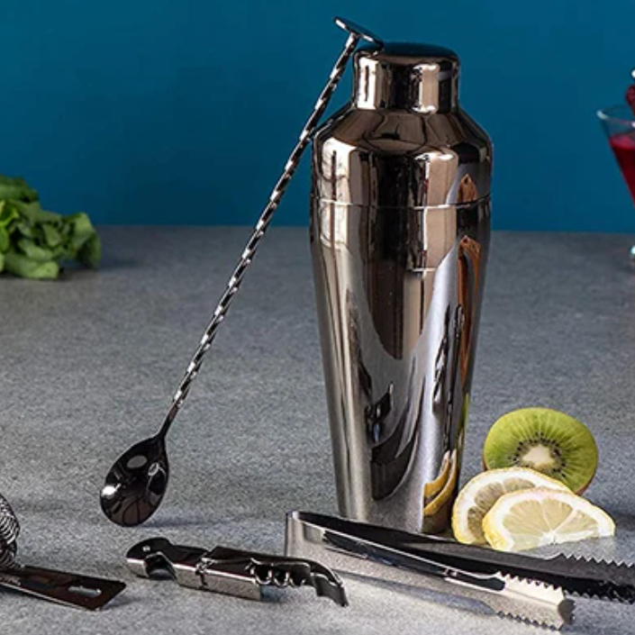 10-Piece Metallic Cocktail Bar Kit for Mixology