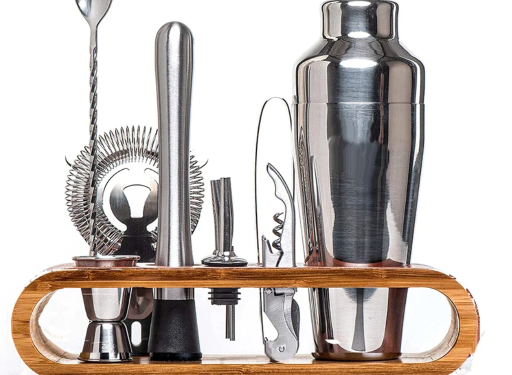 10-Piece Metallic Cocktail Bar Kit for Mixology