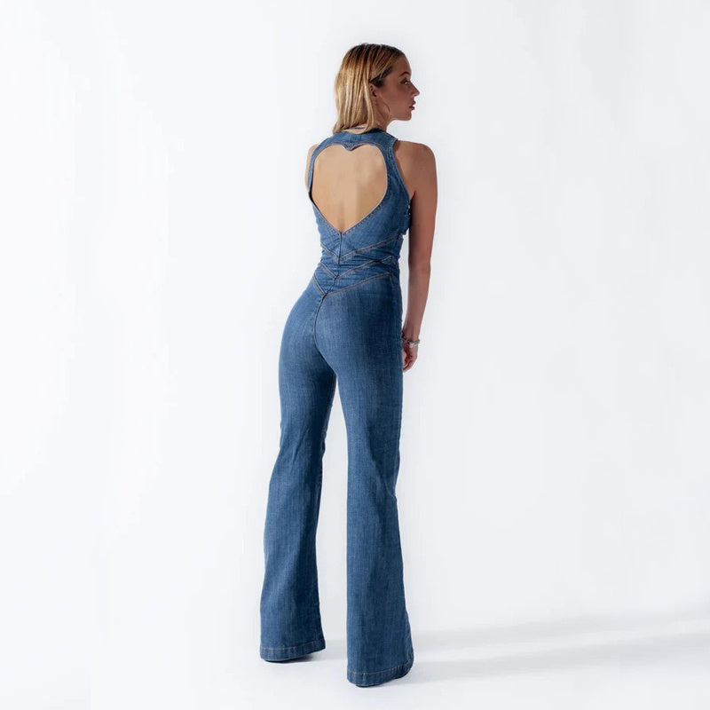 Women's Trendy Denim Jumpsuit with Flattering Fit