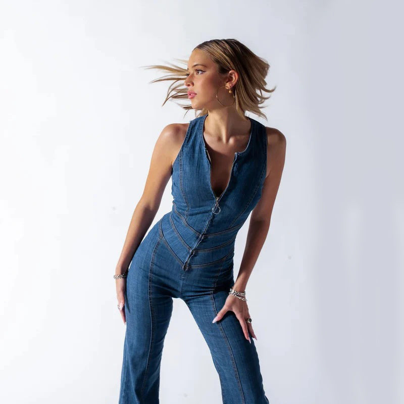 Women's Trendy Denim Jumpsuit with Flattering Fit