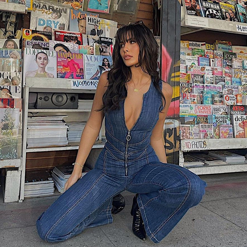 Women's Trendy Denim Jumpsuit with Flattering Fit