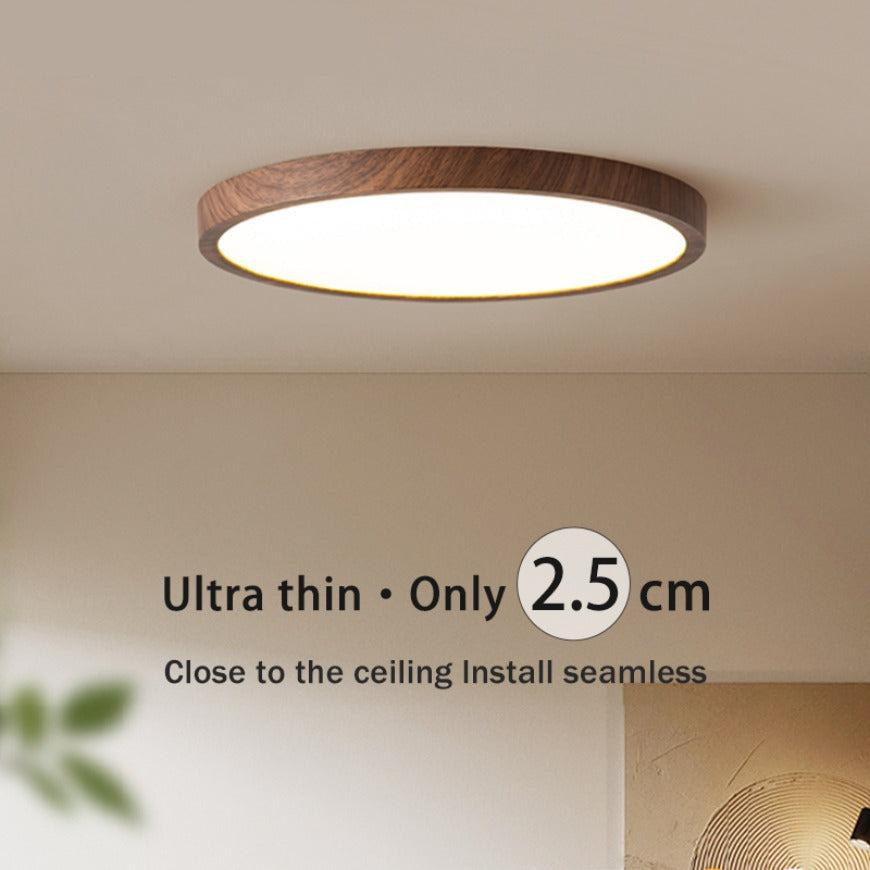 Ultra-Thin Walnut Circular Ceiling Light
