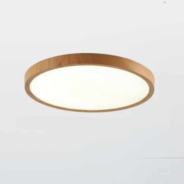Ultra-Thin Walnut Circular Ceiling Light