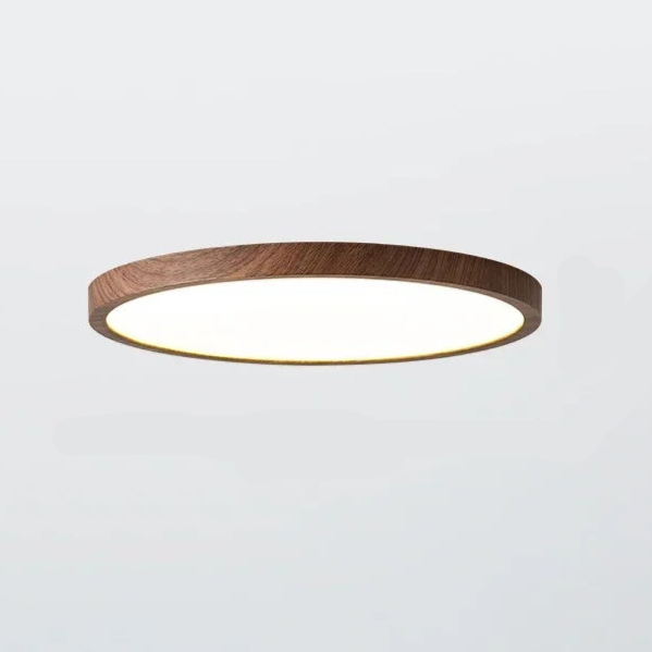 Ultra-Thin Walnut Circular Ceiling Light