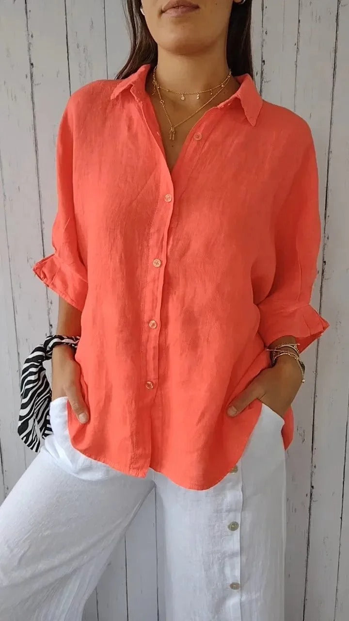 Women's Casual Button-Up Shirt - Breathable Everyday Top