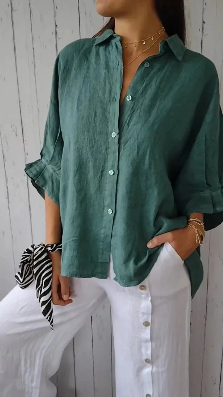 Women's Casual Button-Up Shirt - Breathable Everyday Top