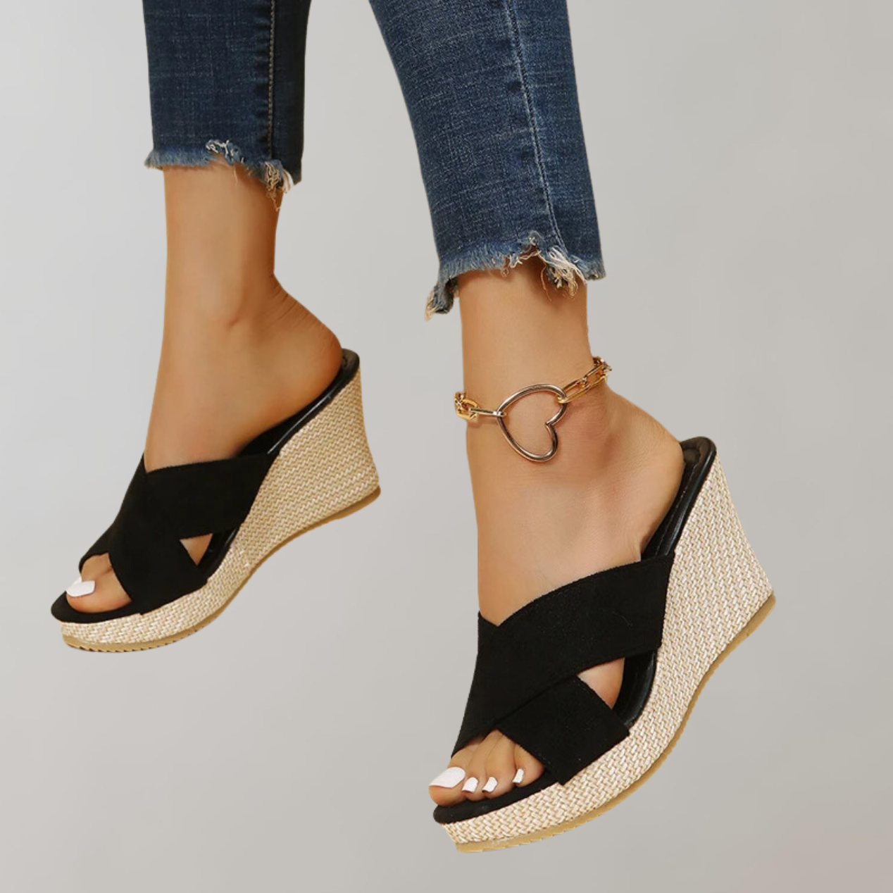 Women's Orthopedic Wedge Sandals with Crisscross Straps