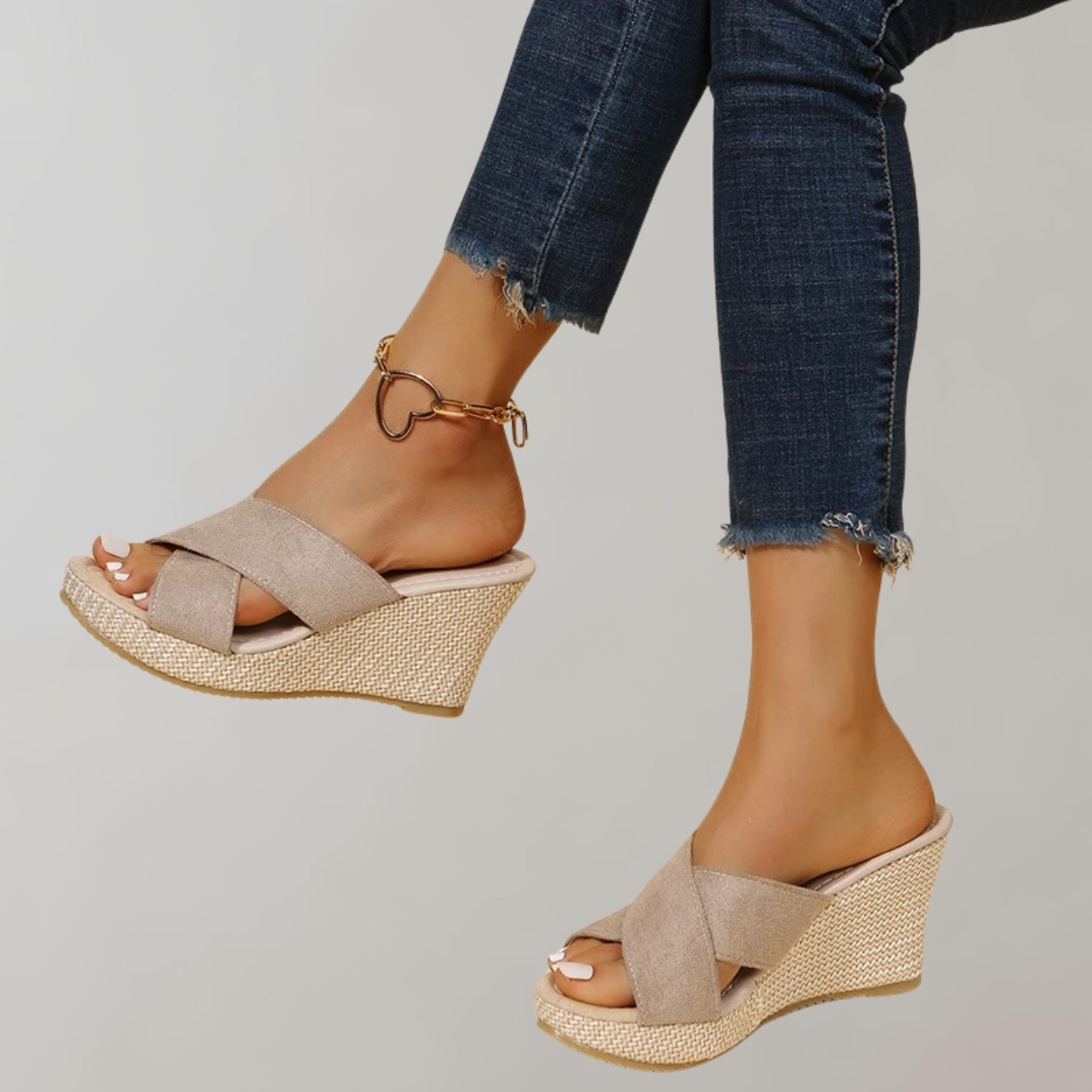Women's Orthopedic Wedge Sandals with Crisscross Straps
