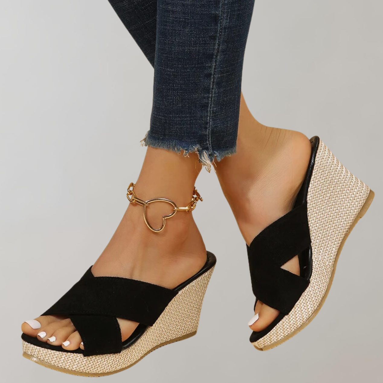 Women's Orthopedic Wedge Sandals with Crisscross Straps