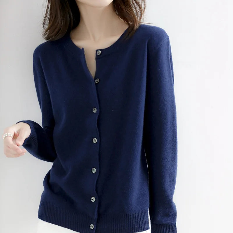 Women's Soft Cashmere-Feel Button-Up Cardigan