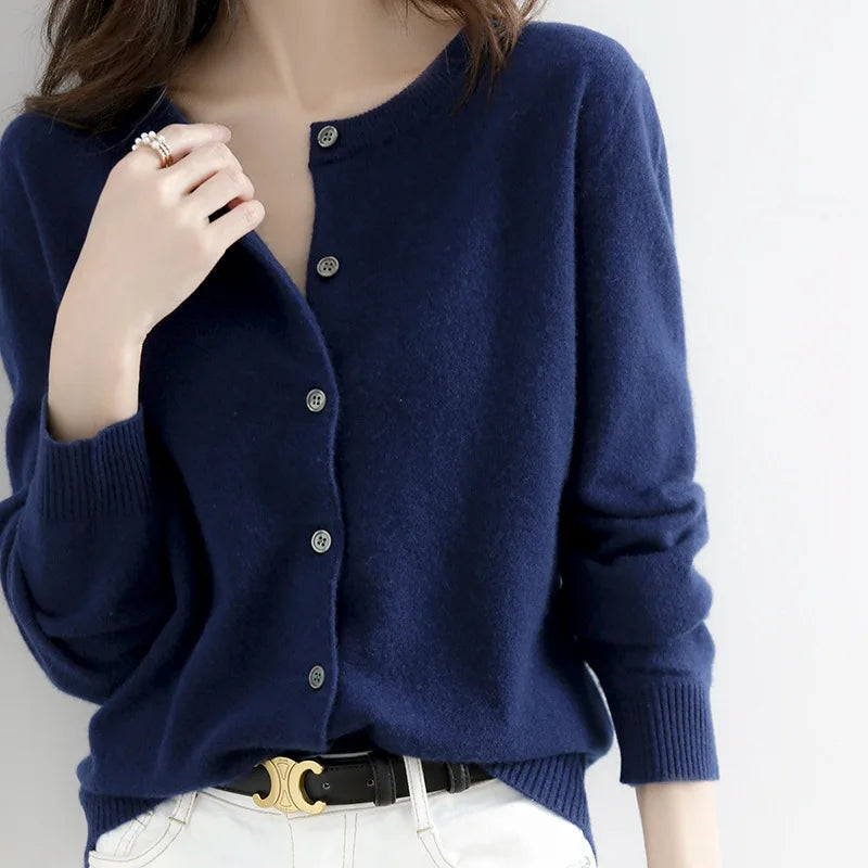 Women's Soft Cashmere-Feel Button-Up Cardigan