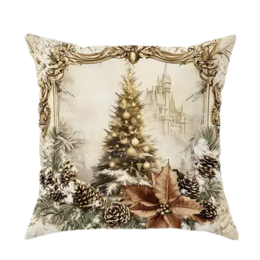 Golden Velvet Christmas Cushion Covers - Festive Home Decor