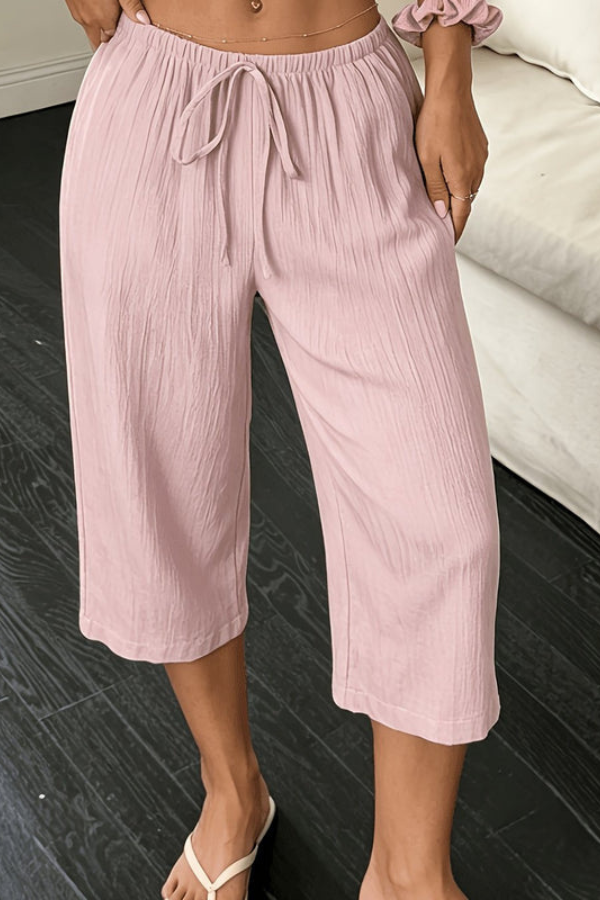 Relaxed Wide-Leg Cropped Summer Pants for Women
