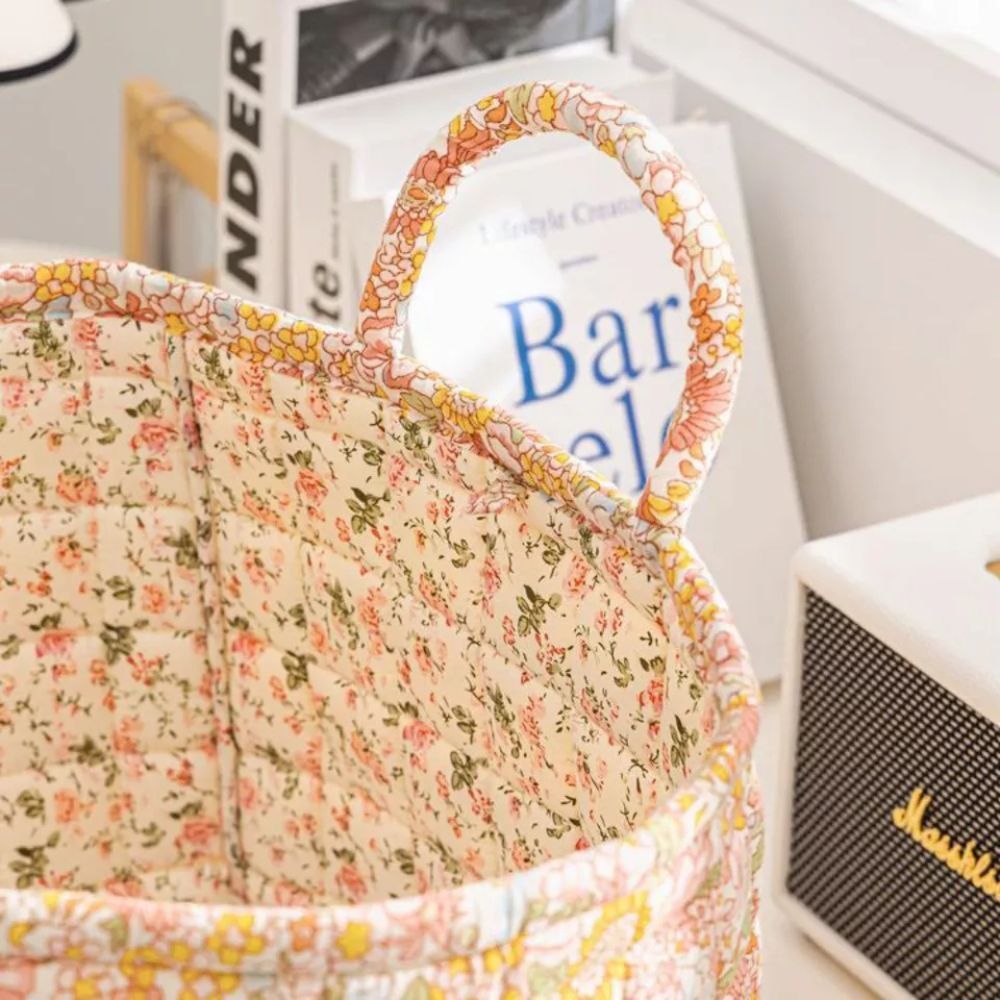 Floral Canvas Storage Basket - Decorative Home Organiser