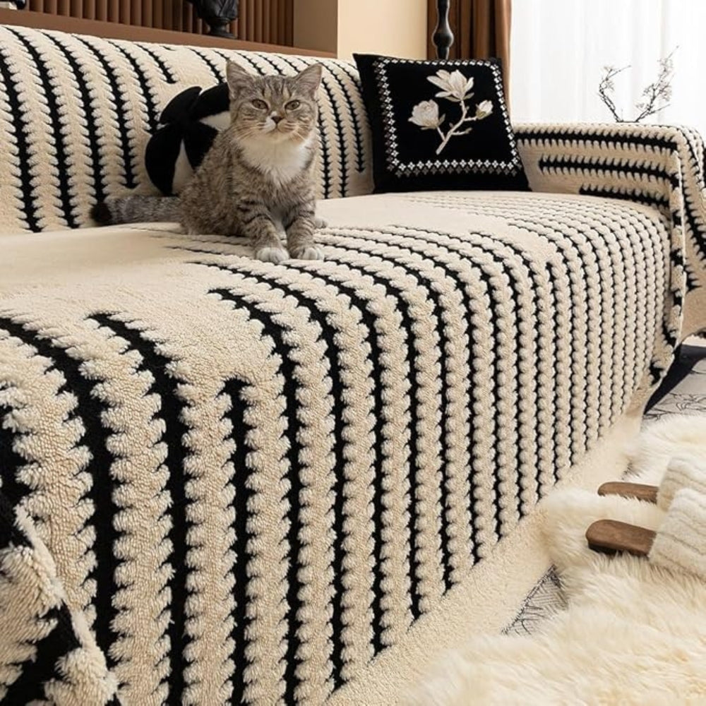 Plush Tufted Couch Cover, Vintage-Style Sofa Throw