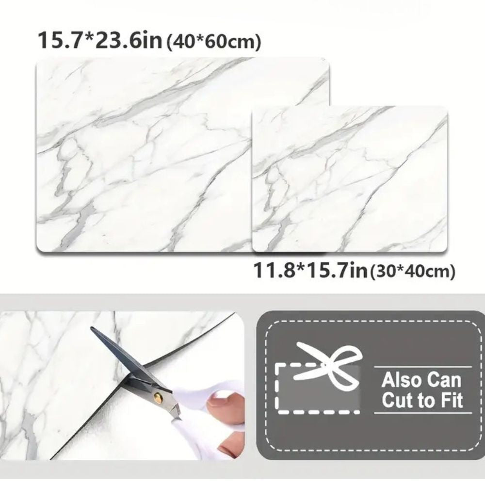 Marble Print Dish Drying Mat - Absorbent Kitchen Counter Mat
