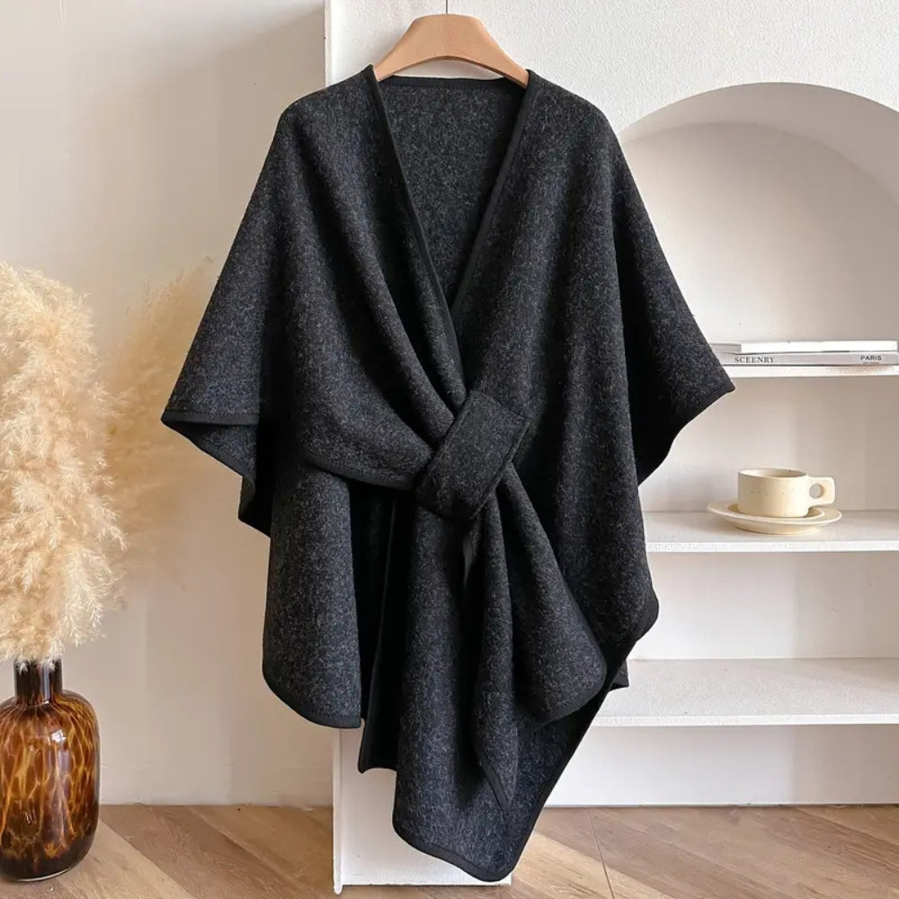 Women's Windproof Shawl Coat, Elegant Winter Wrap