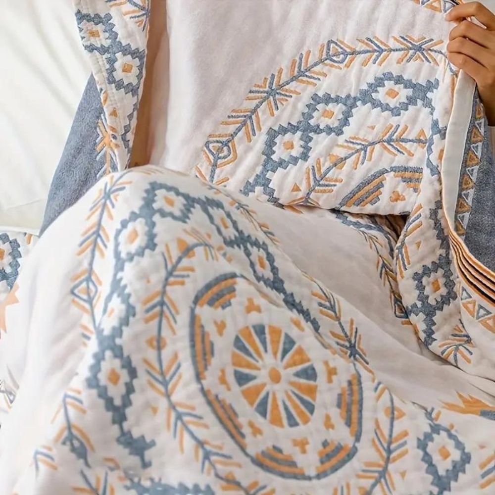 Serene Mandala Cotton Throw Blanket - Boho Style