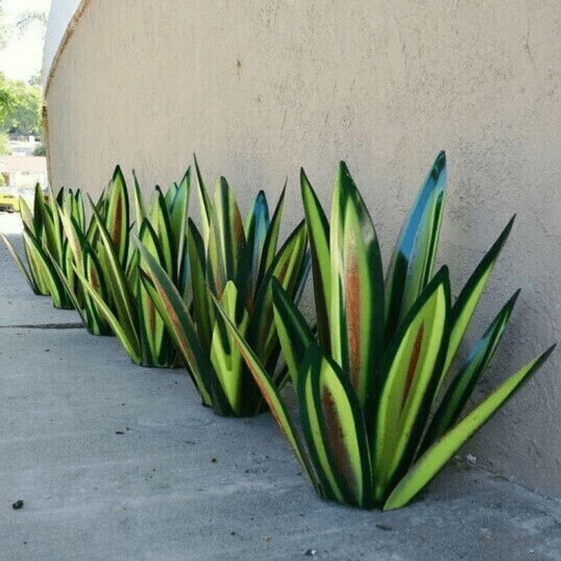 Solar Metal Agave Garden Light | Turquoise Copper Sculpture