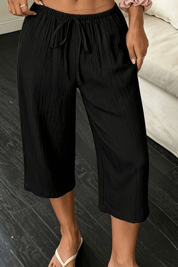 Relaxed Wide-Leg Cropped Summer Pants for Women