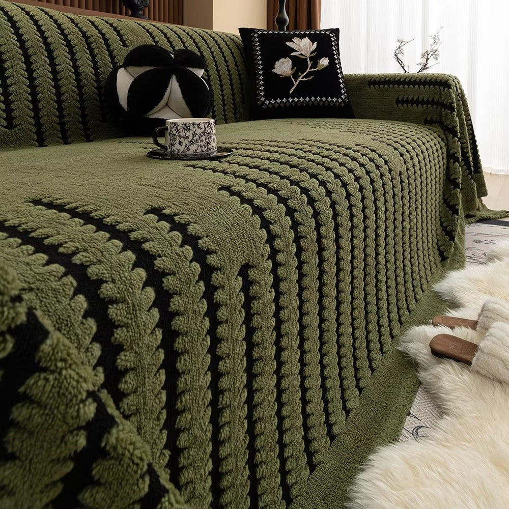 Plush Tufted Couch Cover, Vintage-Style Sofa Throw