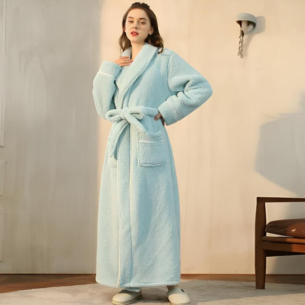 Coral Fleece Sherpa Bathrobe, Unisex Cosy Robe