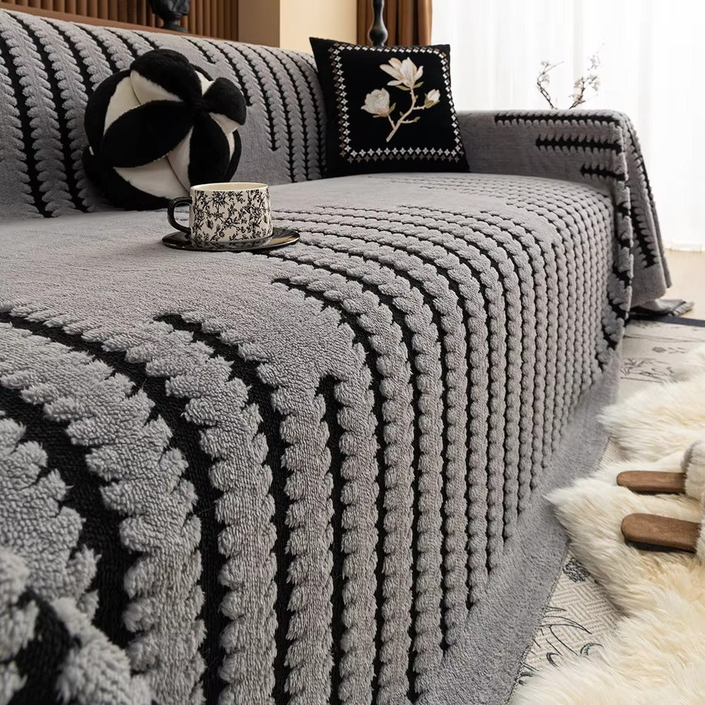 Plush Tufted Couch Cover, Vintage-Style Sofa Throw