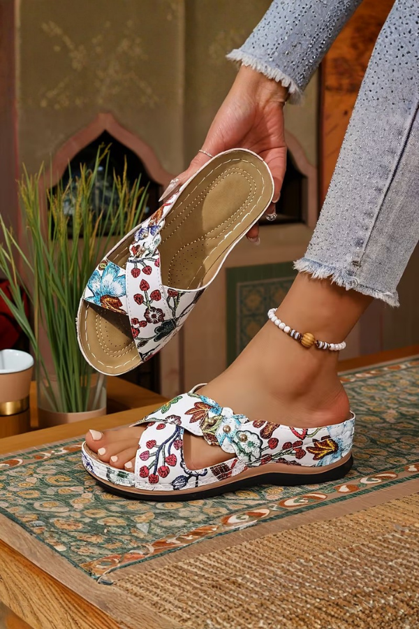 Perforated Wedge Slip-On Sandals with Cushioned Comfort