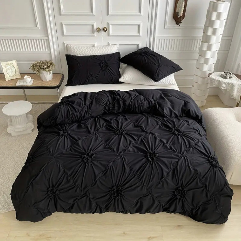 Ruffle Flower Quilt Cover Set - Pinch-Pleated Design