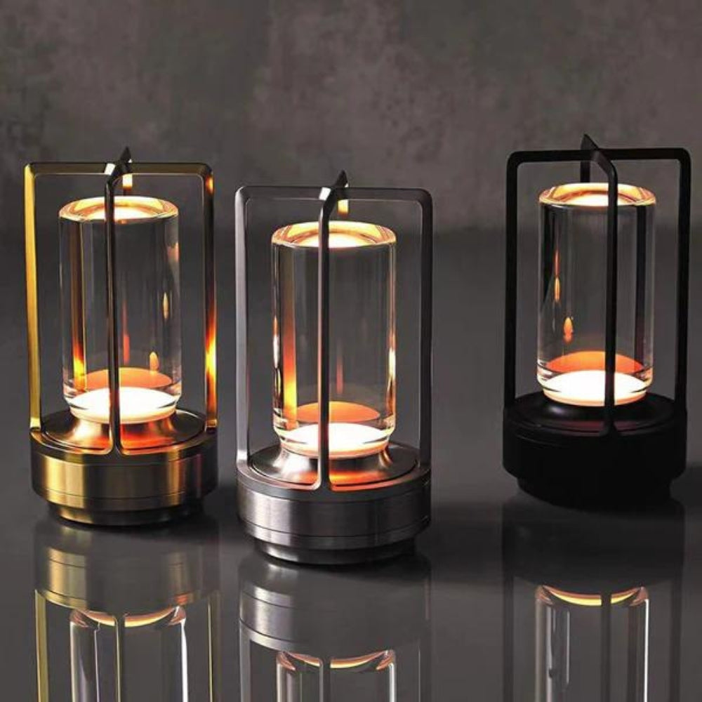 Nordic Crystal Table Lantern - Cordless Rechargeable LED Lamp