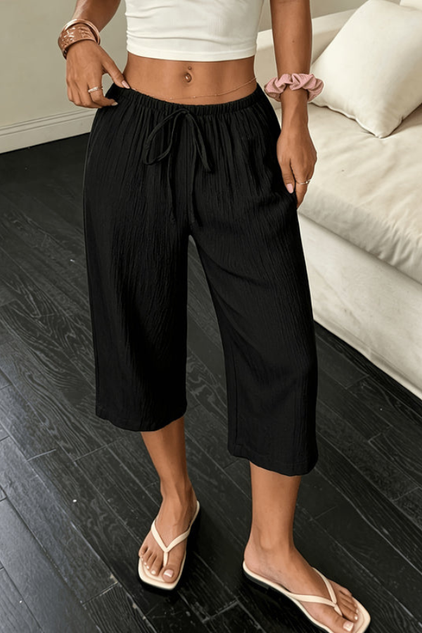 Relaxed Wide-Leg Cropped Summer Pants for Women