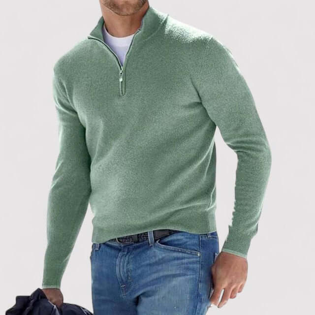 Men's Half-Zip Sweater with Cashmere-Soft Feel