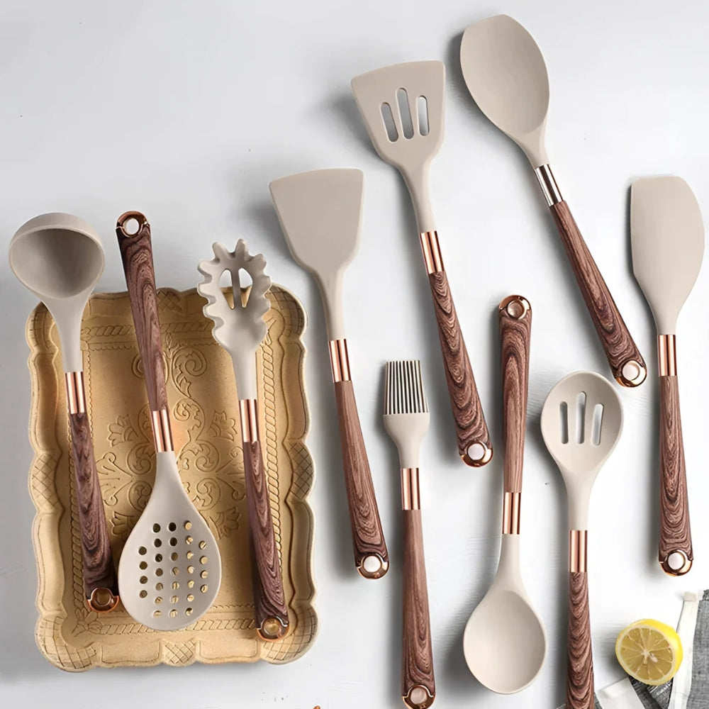 Luxe Silicone Cooking Utensils Set - 10-Piece Kitchen Tools
