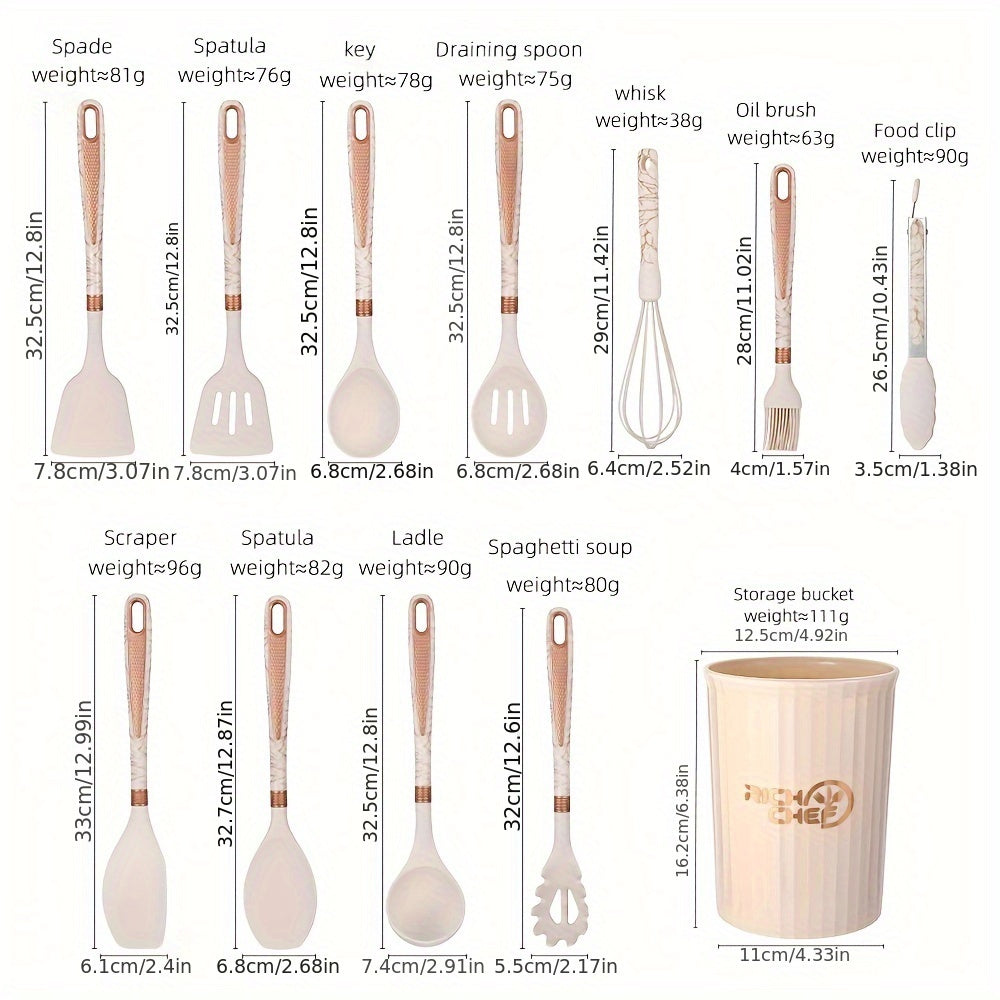 Silicone Kitchen Utensil Set with Wooden Handles, 12-Piece