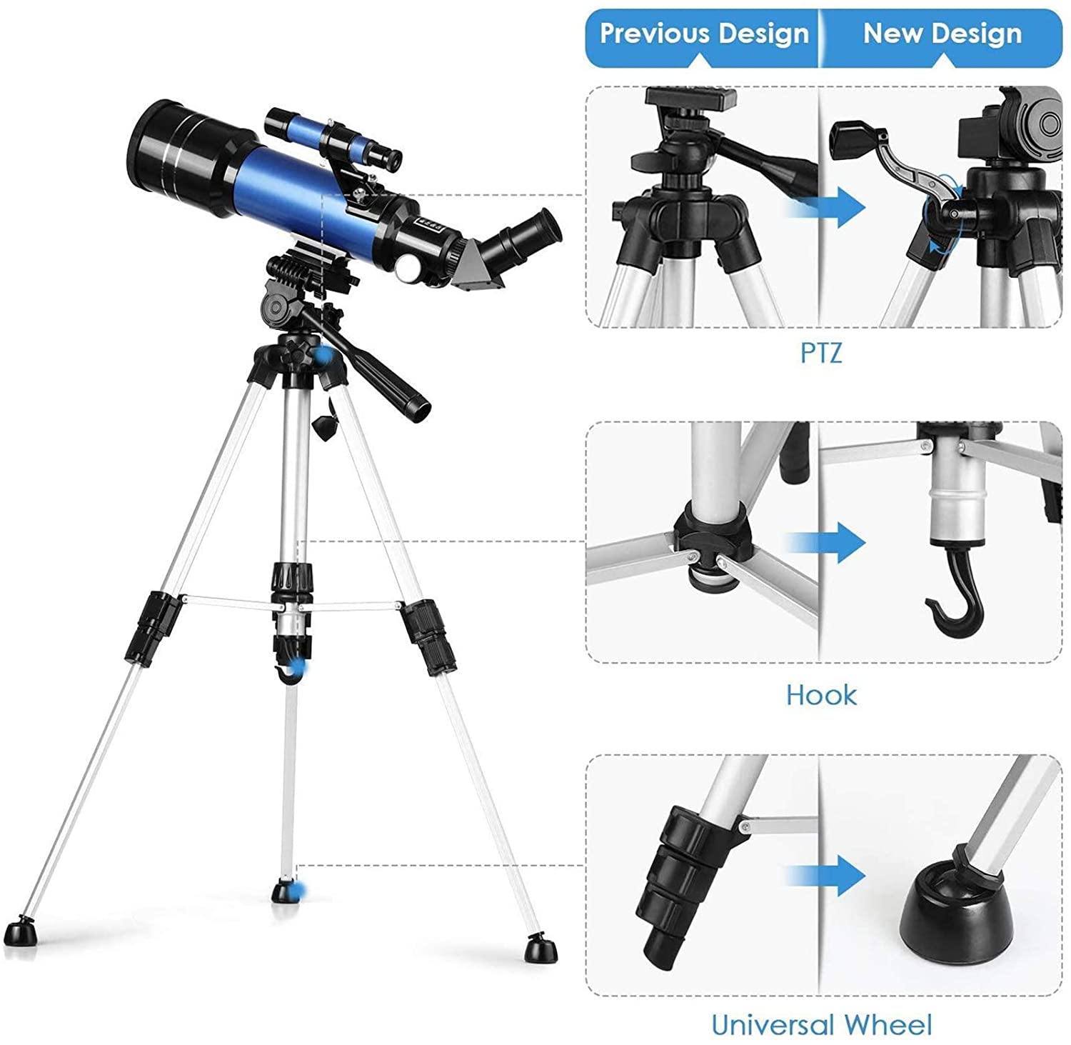 70mm Aperture Refractor Telescope with Tripod Mount