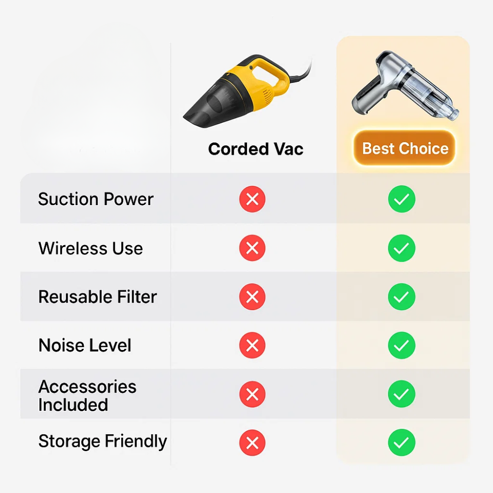 Cordless Car Vacuum Cleaner, 95,000PA Suction