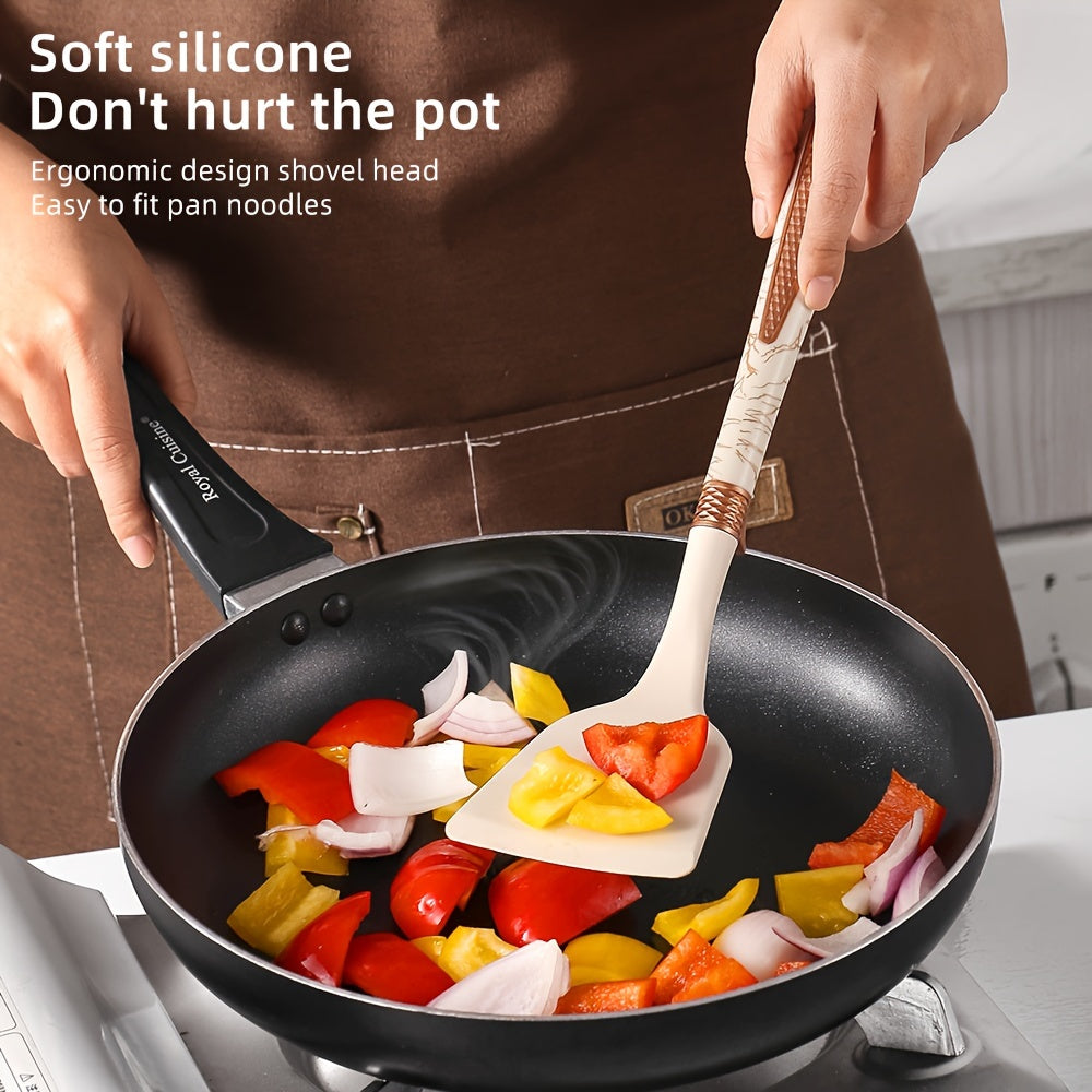 Silicone Kitchen Utensil Set with Wooden Handles, 12-Piece