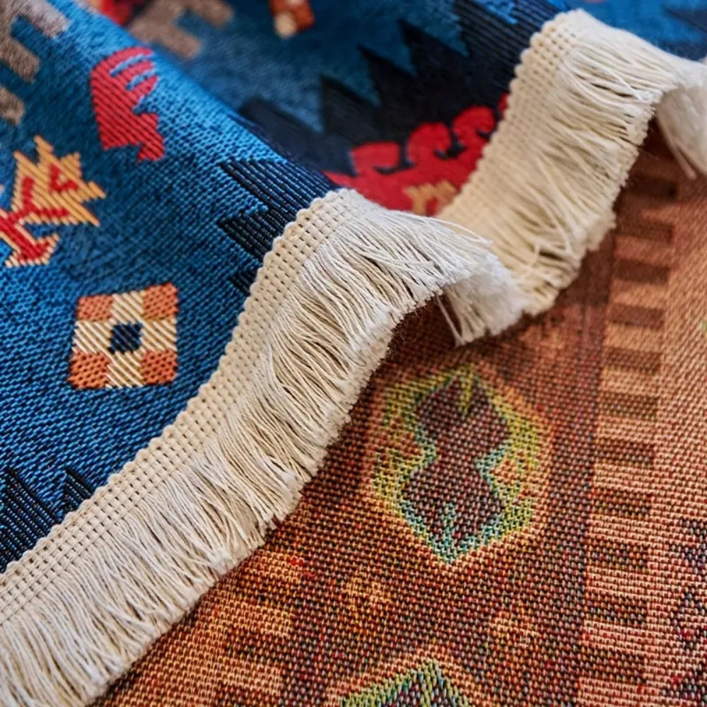 Boho Chenille Couch Cover, Geometric Jacquard Weave