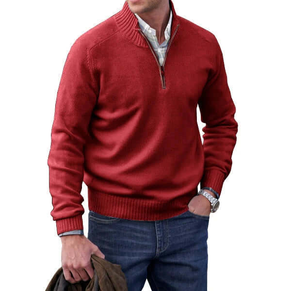 Men's Cashmere-Feel Zip Sweater